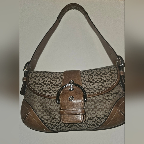 Coach Y2K Soho Brown Signature "C" Shoulder Bag 6818 Silver Buckle Vintage Small - Picture 2 of 14